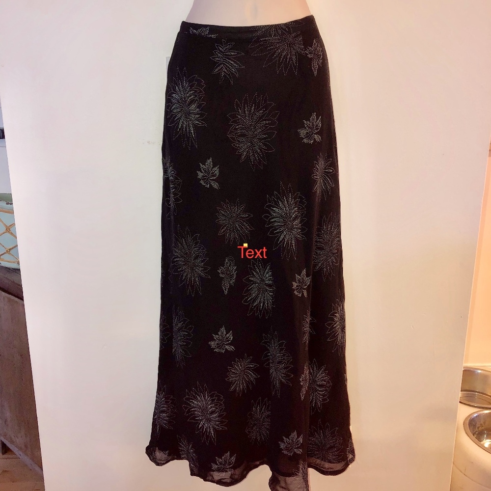 DAVID LAWRENCE black viscose side zip long skirt